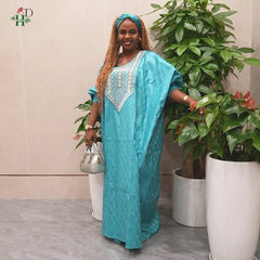 Buy New African Traditional Wear For Women Ankara Gown Dashiki Green Wedding Party Robe for only $49.49 at Flexi Africa!