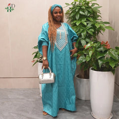 Buy New African Traditional Wear For Women Ankara Gown Dashiki Green Wedding Party Robe for only $49.49 at Flexi Africa!