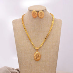 24K Jewelry sets wedding gold color for women African bridal Women's necklace earrings pendants jewellery set - Flexi Africa