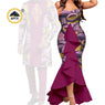 Dashiki African Couple Wedding Set – Women’s Mermaid Dress & Matching Men’s Bazin Riche Shirt and Pants
