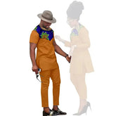 African Couples Matching Clothes – Handmade Bazin Riche Ankara Print for Women and Men