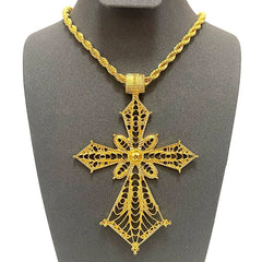 Buy Ethiopian Cross Necklace Twisted Chain – Gold Color African Wedding Party Jewelry Gift for only $4.92 at Flexi Africa!