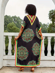 Ethnic Style Contrast Color Print Swimsuit Cover Up For Women