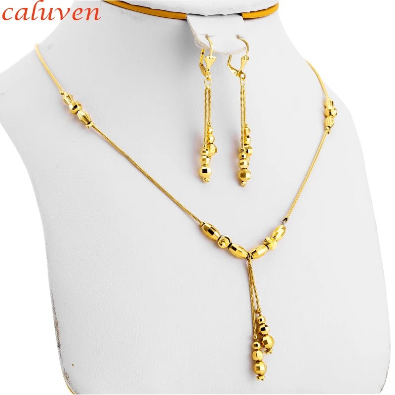 Buy Gold Color Necklace & Earring Set for Women/Girls – Ethiopian & African Charm Jewelry for only $7.32 at Flexi Africa!