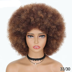 Short Fluffy Afro Kinky Curly Wig with Bangs: Synthetic Ombre Glueless Wig - Flexi Africa - Free Delivery www.flexiafrica.com