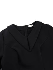 Stylish African Women’s Church Dress – A - Line Fit, Lantern Sleeves & Turn - Down Collar - Free Delivery Worldwide only at Flexi Africa