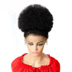 10" Afro Kinky Curly Drawstring Ponytail Human Hair Clip In Extensions Natural Color Bun - Flexi Africa - Flexi Africa offers Free Delivery Worldwide - Vibrant African traditional clothing showcasing bold prints and intricate designs