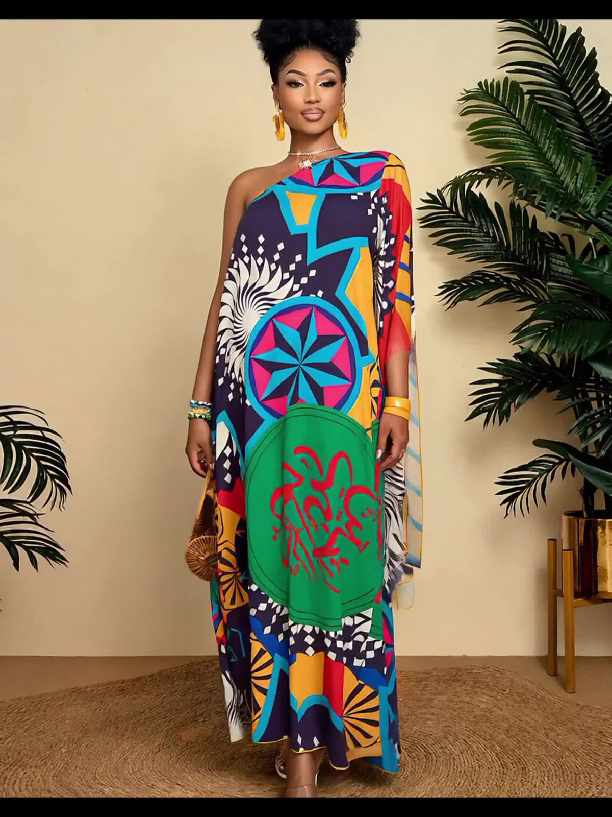 Buy Plus Size Women’s Summer Dress – South African Starry Sky and Sun Element Print for only $19.50 at Flexi Africa!