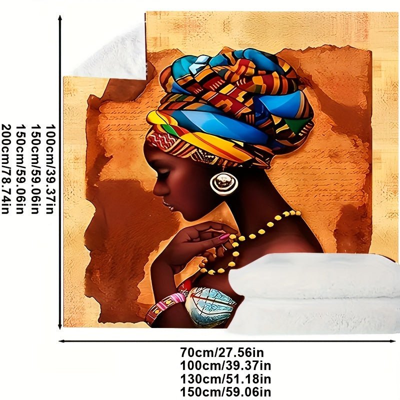 1PC Soft & Warm Flannel Blanket - Vibrant African Woman Pattern - Free Delivery Worldwide only at Flexi Africa