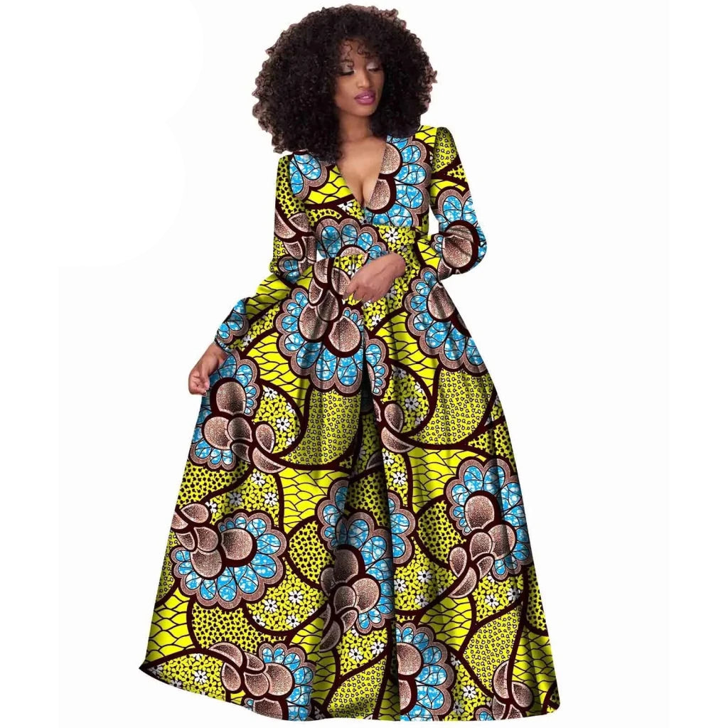 2026African Women Dress Ankara Print Pure Cotton Bazin Riche New Style Dress African Fabric Dashiki Outfits Maxi Dress S1825021 - Free Delivery Worldwide only at Flexi Africa