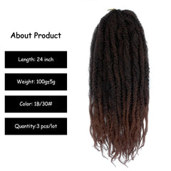 24" Marley Hair For Braids Afro Kinky Marley Braid Hair Synthetic Ombre Braiding Hair Extensions Easy Braid - Flexi Africa - Flexi Africa offers Free Delivery Worldwide - Vibrant African traditional clothing showcasing bold prints and intricate designs