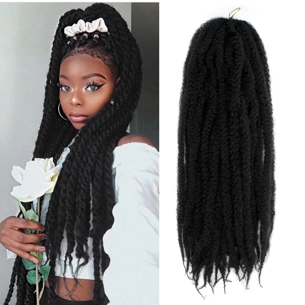 24" Marley Hair For Braids Afro Kinky Marley Braid Hair Synthetic Ombre Braiding Hair Extensions Easy Braid - Flexi Africa