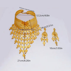 2PC Ethiopian Jewelry Set for Women – Gold - Tone Necklace & Earrings - Free Delivery Worldwide only at Flexi Africa