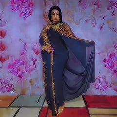 Shop Flexi Africa's elegant 2PC dress for African women. Made from chiffon with rhinestone accents, perfect for a soirée!