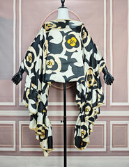 Buy African Fashion Boho Printed One-Shoulder Sleeves Silk Printed Kaftan Blouse Oversized for only $22.10 at Flexi Africa