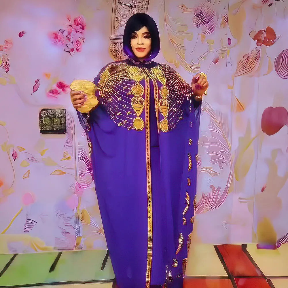 Shop Flexi Africa's elegant 2PC dress for African women. Made from chiffon with rhinestone accents, perfect for a soirée!