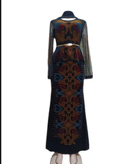 Velvet African Dresses for Women: Summer Fashion Long Sleeve O - Neck Maxi Dress with Matching Headtie - Free Delivery Worldwide only at Flexi Africa