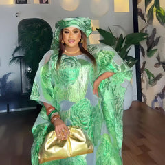 African Women’s 2PC Dress Set with Matching Headscarf – Ethnic Wear