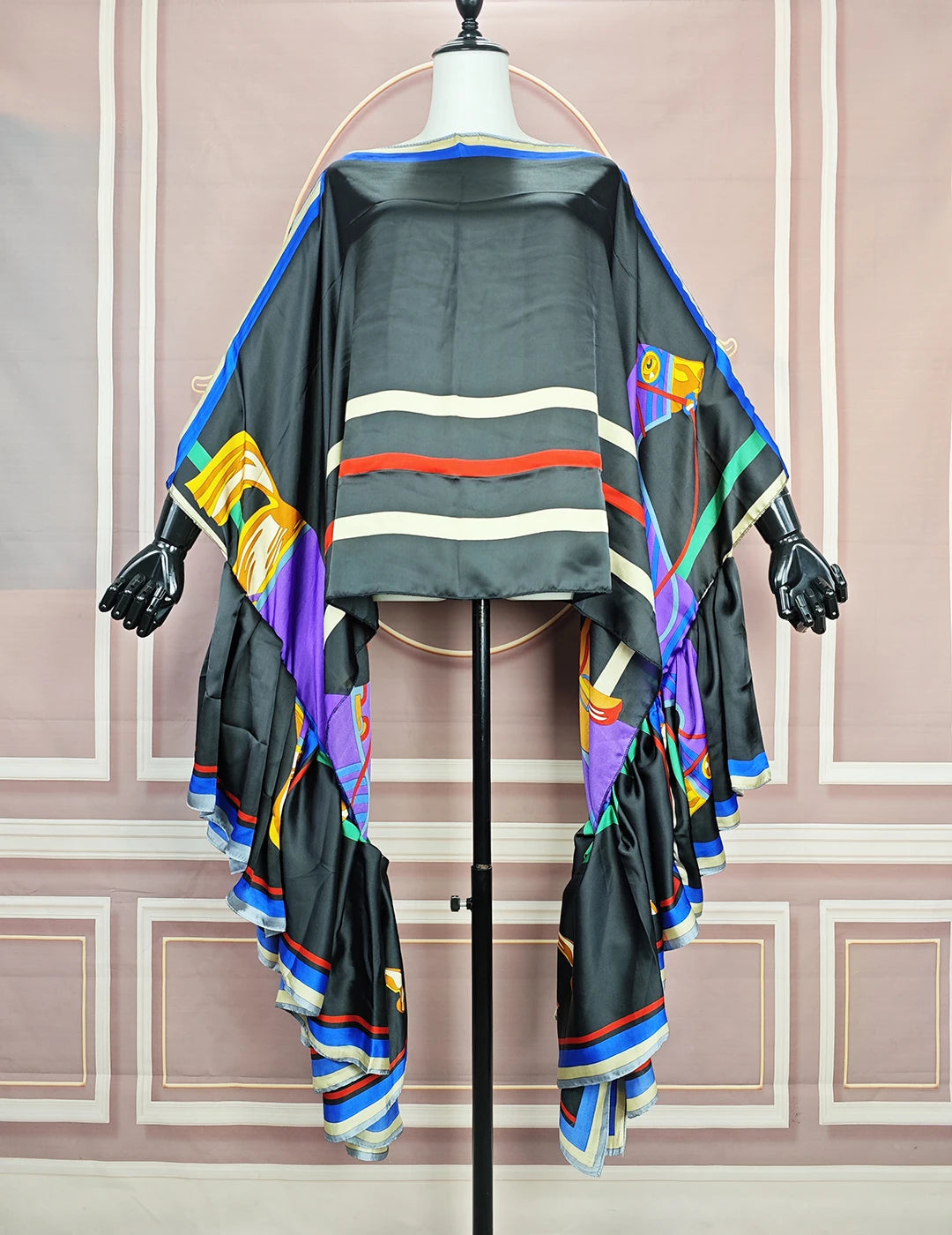 Buy African Fashion Boho Printed One-Shoulder Sleeves Silk Printed Kaftan Blouse Oversized for only $22.10 at Flexi Africa