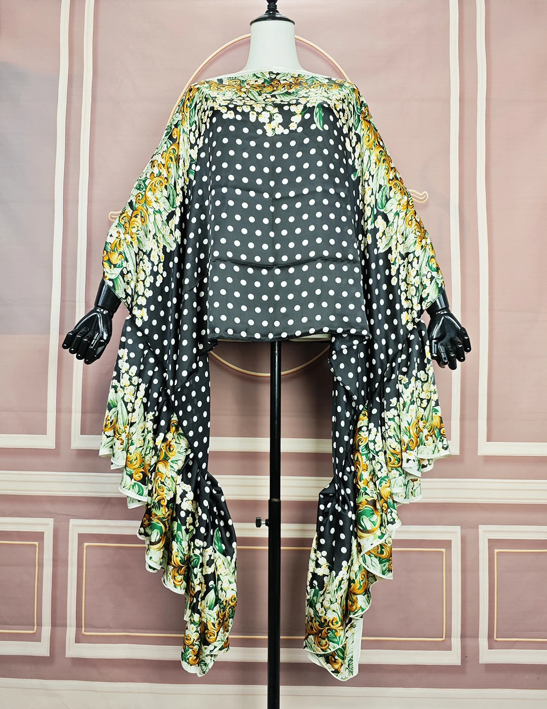 Buy African Fashion Boho Printed One-Shoulder Sleeves Silk Printed Kaftan Blouse Oversized for only $22.10 at Flexi Africa