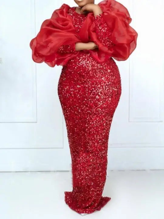 Buy African Dresses for Women Spring African Women Long Sleeve Polyester Black Red Long Dress for only $31.85 at Flexi Africa