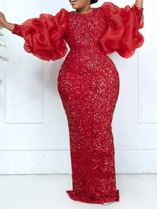 Buy African Dresses for Women Spring African Women Long Sleeve Polyester Black Red Long Dress for only $31.85 at Flexi Africa