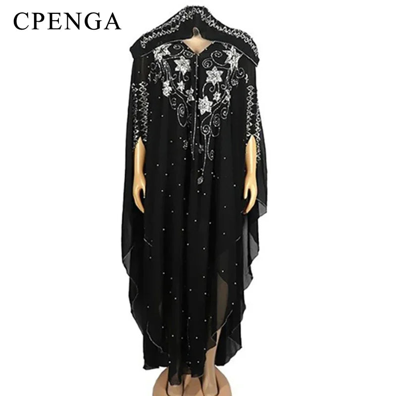 2022 New Muslim Robes Ladies Abaya African Dresses for Women Summer Chiffon Pearl Long Maxi Dress Traditional Clothing Plus Size - Free Delivery Worldwide only at Flexi Africa