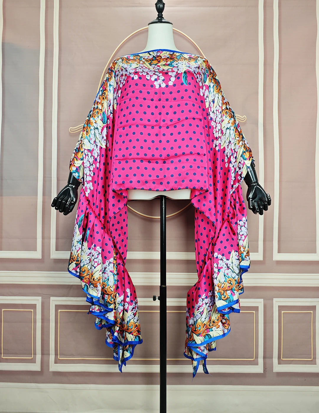 Buy African Fashion Boho Printed One-Shoulder Sleeves Silk Printed Kaftan Blouse Oversized for only $22.10 at Flexi Africa