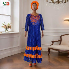 African Clothing for Women – Traditional Plus Size Floral Embroidered Dress