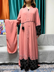 Abayas Chiffon Pure Chains Diamonds Loose Fit Femme Robe Caftan With Turban - Flexi Africa Free Delivery www.flexiafrica.com