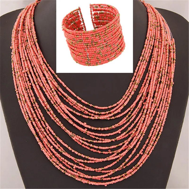 Acrylic Bead Jewelry Sets: Fashionable Necklaces and Bangles for Women - Multicolor Necklace New Jewelry Set - Flexi Africa - Flexi Africa offers Free Delivery Worldwide - Vibrant African traditional clothing showcasing bold prints and intricate designs