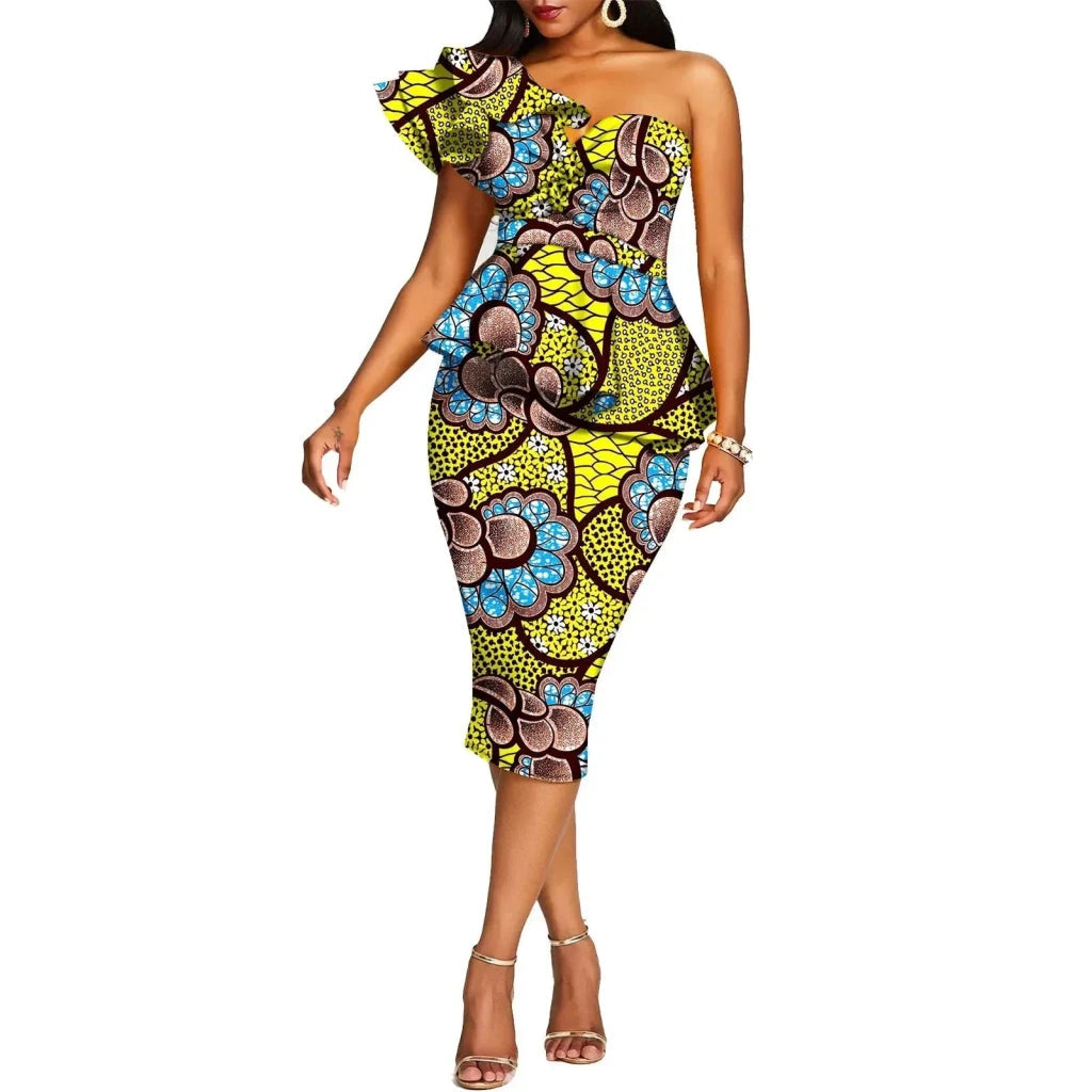 African 2 Piece Set for Women Crop Top + Print Skrit Set Ankara Clothing Dashiki Outfits Blouse Shirt Midi Skirt Casual S1926100 - Free Delivery Worldwide only at Flexi Africa