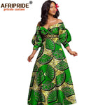 African Ankara Off Shoulder Maxi Dress – Deep V - Neck High Waist Long Dress - Free Delivery Worldwide only at Flexi Africa