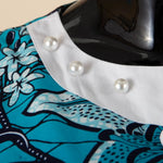 African Ankara Print Dress for Women – O - Neck Three - Quarter Sleeve Mid - Calf Dashiki Dress - Free Delivery Worldwide only at Flexi Africa