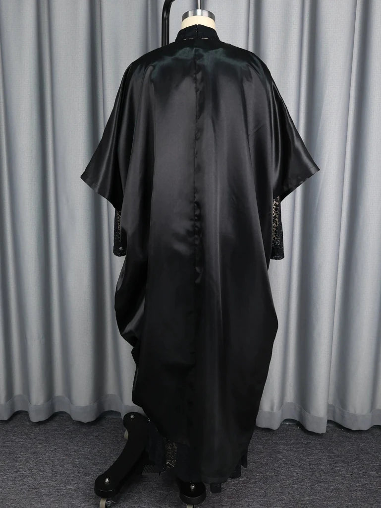 African Boubou Dress Set for Women – Loose Dashiki Robe with Lace Inner Dress - Free Delivery Worldwide only at Flexi Africa