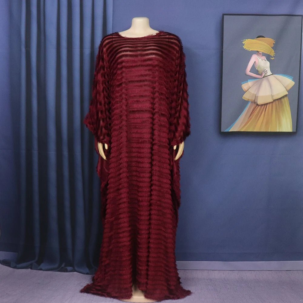 African Bubu Dress for Women – Loose Fit Fluffy Fabric with Round Neck and Batwing Sleeves - Free Delivery Worldwide