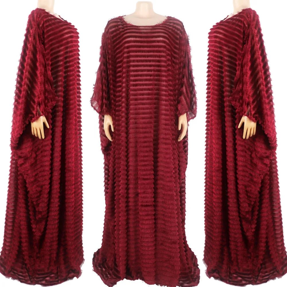 African Bubu Dress for Women – Loose Fit Fluffy Fabric with Round Neck and Batwing Sleeves - Free Delivery Worldwide