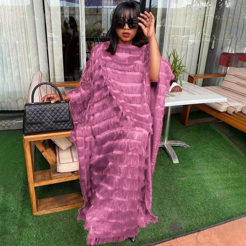 African Bubu Dress for Women – Loose Fit Fluffy Fabric with Round Neck and Batwing Sleeves - Free Delivery Worldwide