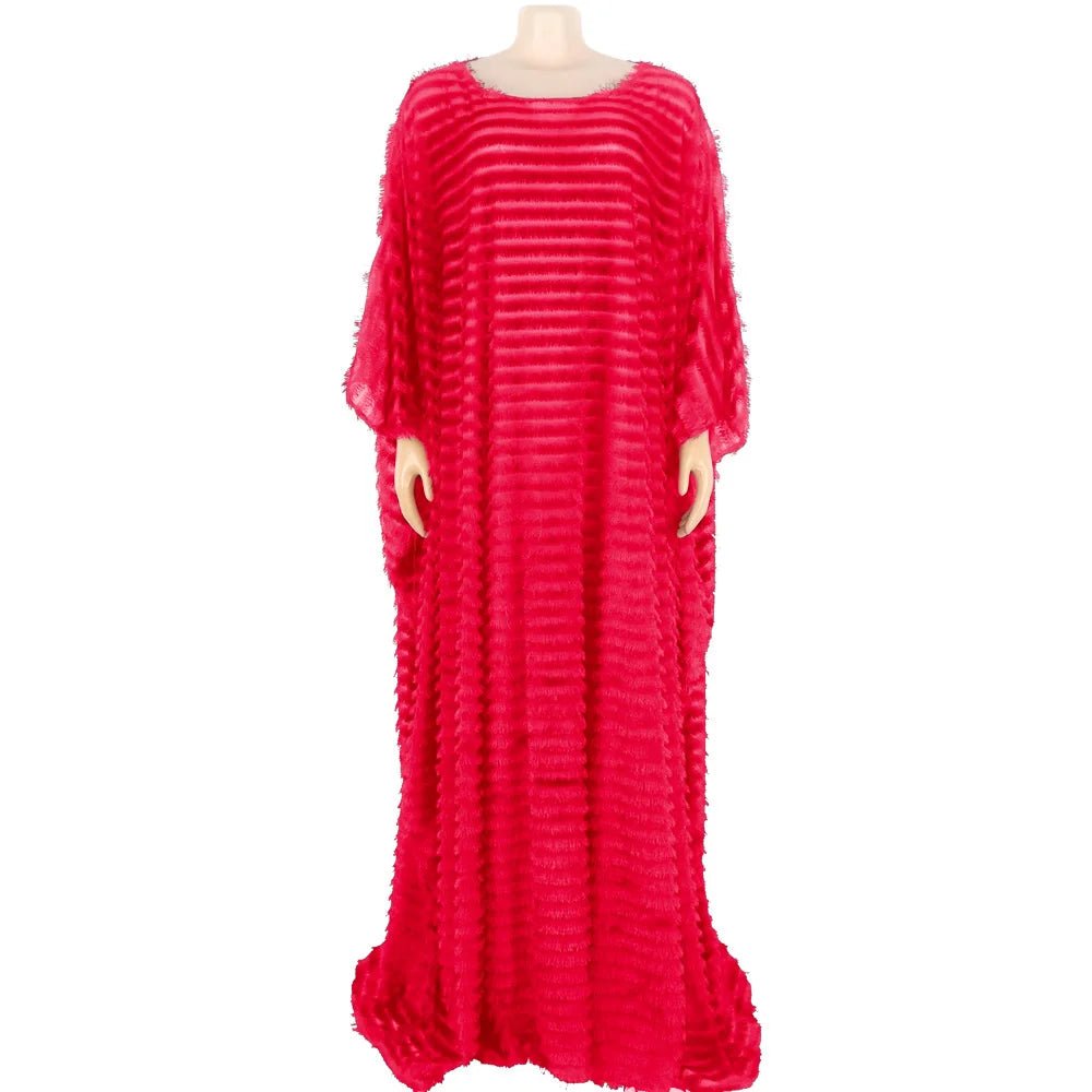 African Bubu Dress for Women – Loose Fit Fluffy Fabric with Round Neck and Batwing Sleeves - Free Delivery Worldwide