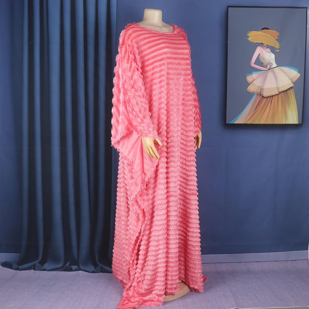 African Bubu Dress for Women – Loose Fit Fluffy Fabric with Round Neck and Batwing Sleeves - Free Delivery Worldwide
