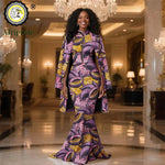 African Clothes for Women 2PC Set – Single Breasted Jacket and Zipper Maxi Dress Ankara Print Outfit - Free Delivery Worldwide only at Flexi Africa