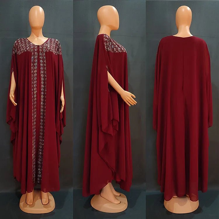 African Clothing for Women – Dashiki Chiffon Long Dress & Robe 2PC Set - Free Delivery Worldwide only at Flexi Africa