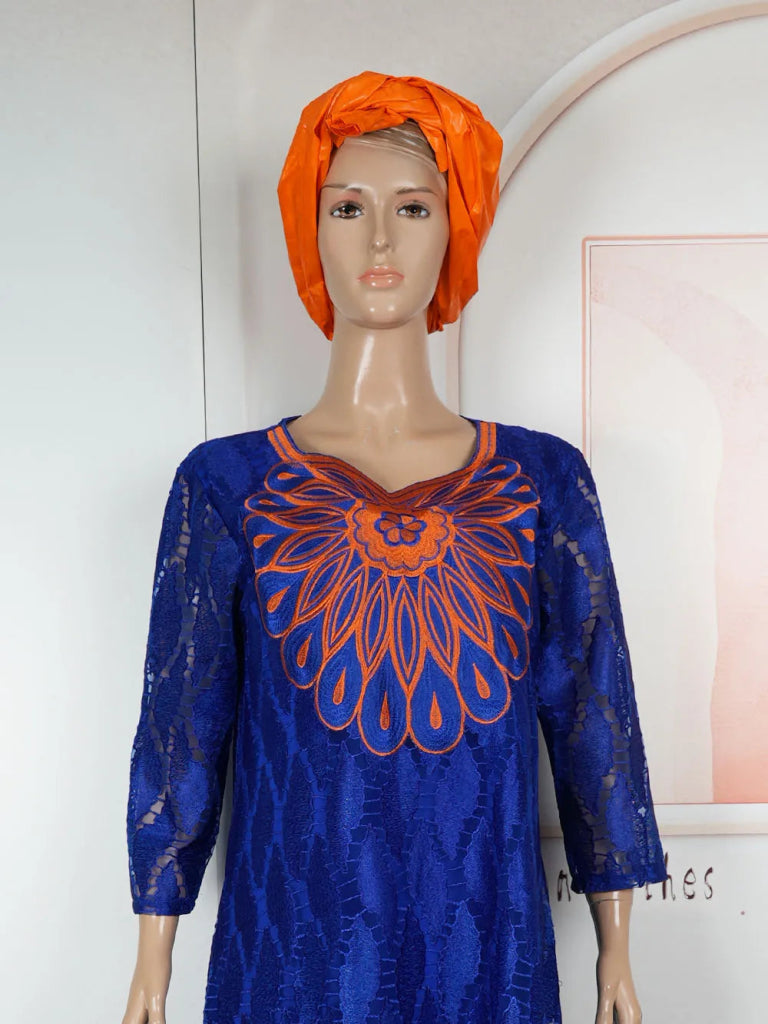 African Clothing for Women – Traditional Plus Size Floral Embroidered Dress - Free Delivery Worldwide only at Flexi Africa