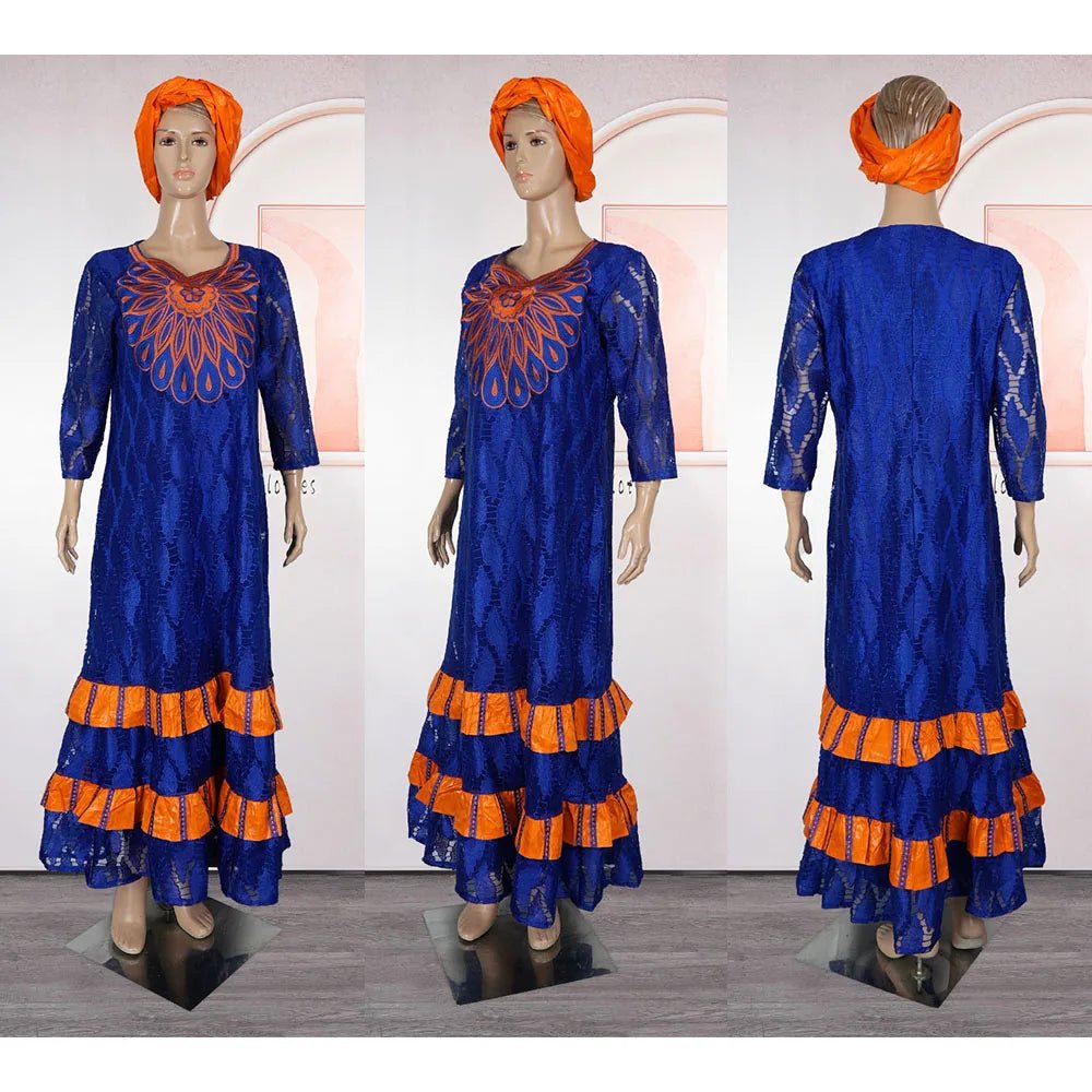 African Clothing for Women – Traditional Plus Size Floral Embroidered Dress - Free Delivery Worldwide only at Flexi Africa
