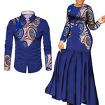 African Couple Matching Outfits – Elegant Lovers’ Traditional Clothing Set, Men’s Shirt & Women’s Long Maxi Dress - Free Delivery Worldwide only at Flexi Africa