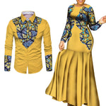 African Couple Matching Outfits – Elegant Lovers’ Traditional Clothing Set, Men’s Shirt & Women’s Long Maxi Dress - Free Delivery Worldwide only at Flexi Africa
