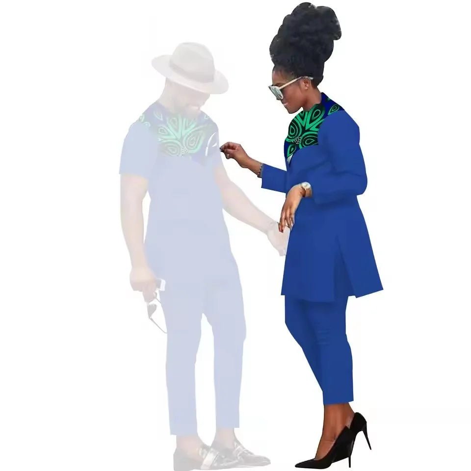 African Couples Matching Clothes – Handmade Bazin Riche Ankara Print for Women and Men - Free Delivery Worldwide only at Flexi Africa