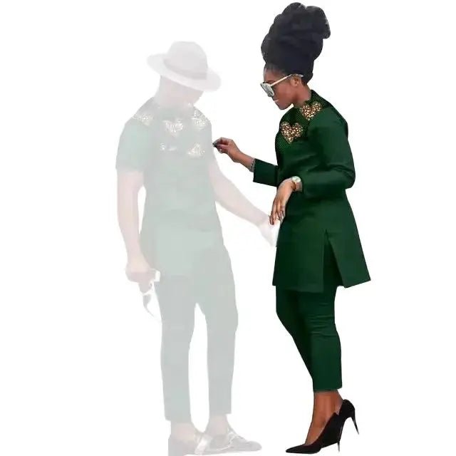 African Couples Matching Clothes – Handmade Bazin Riche Ankara Print for Women and Men - Free Delivery Worldwide only at Flexi Africa