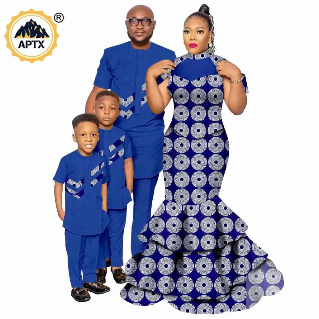 African Dashiki Family Set – Matching Dresses for Women & Girls with Men & Boys Top and Pants - Free Delivery Worldwide only at Flexi Africa