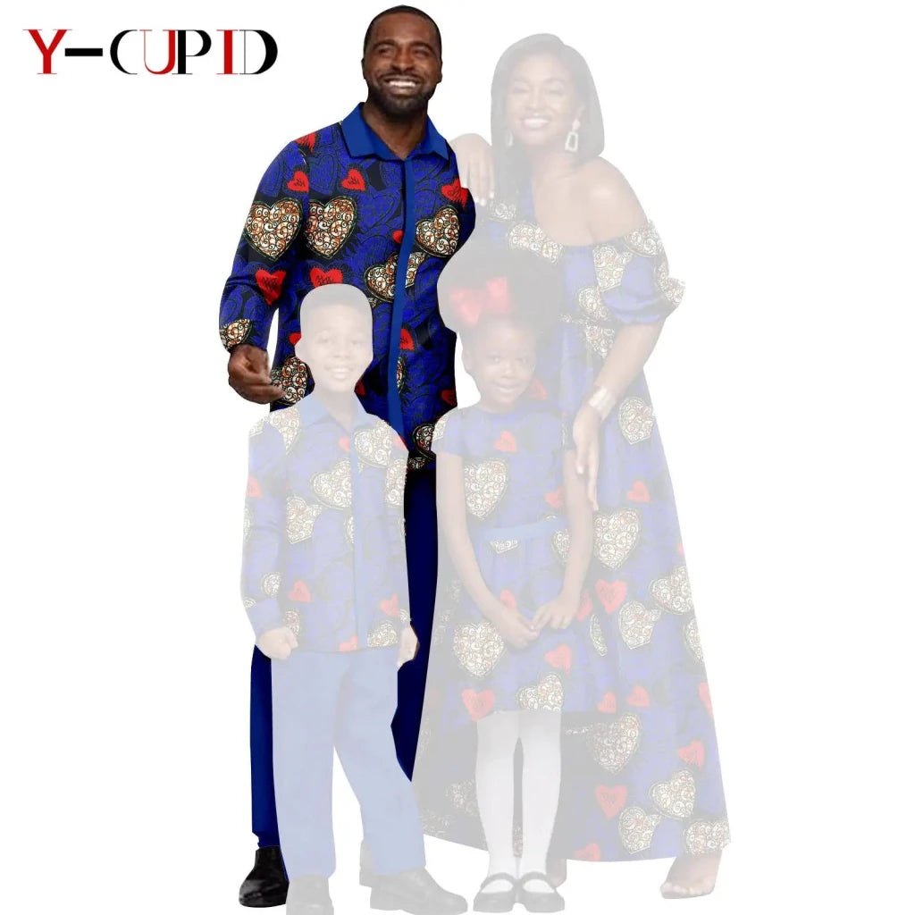 African Dashiki Family Set – Matching Dresses for Women & Girls with Men & Boys Top and Pants - Free Delivery Worldwide only at Flexi Africa
